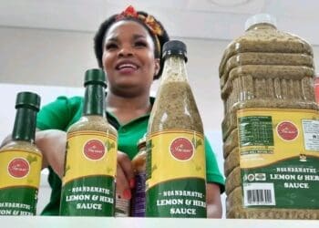Thabisile Danisa showing the sauces she makes