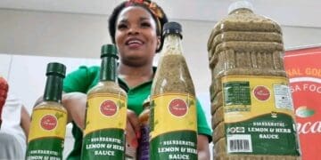 Thabisile Danisa showing the sauces she makes