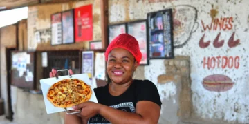 Entrepreneur Naledi Dlhomo runs a pizza business in an informal settlement in Soshanguve. President Cryil Ramaphosa has announced plans to support SMEs. Photo. Lucas Ledwaba\Mukurukuru Media