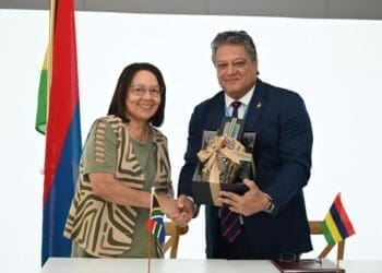 South African Tourism Minister Patricia de Lille and Mauritian Tourism Minister Richard Duval during the signing of a tourism cooperation agreement at Africa’s Travel Indaba 2026 in Durban. Photo: DoT