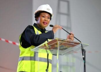 Minister of Small Business Development Stella Ndabeni speaking at the launch of the R300 million SEDFA Construction Fund in Modderfontein, Johannesburg.