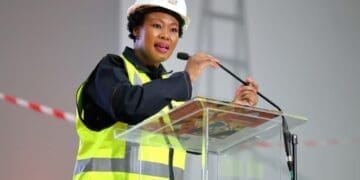 Minister of Small Business Development Stella Ndabeni speaking at the launch of the R300 million SEDFA Construction Fund in Modderfontein, Johannesburg.