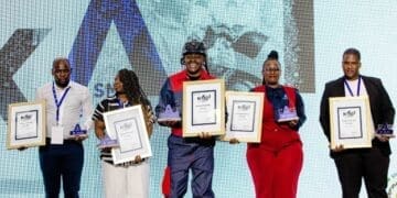 2025 winners of the Standard Bank Kasi SME Pitch Challenge on stage during the awards ceremony.
Photo:SBSA