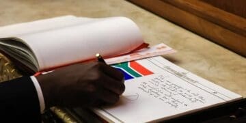 Deputy President Paul Mashatile signing cooperation agreements in New Delhi, India to boost trade and investment ties. Photo: Paul Mashatile’s FB