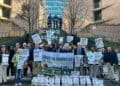 Grain SA members protest outside the JSE over soybean pricing.
Photo: Grain SA