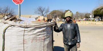 Thabang Tlakafu rises as early as 3 am to start his daily shift as a waste picker in the streets of Johannesburg