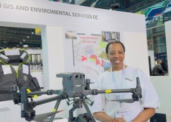 Gemini GIS and Environmental Services co-founder and managing director Andiswa Silinga showcases the company’s technology at AAD 2026.