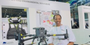 Gemini GIS and Environmental Services co-founder and managing director Andiswa Silinga showcases the company’s technology at AAD 2026.