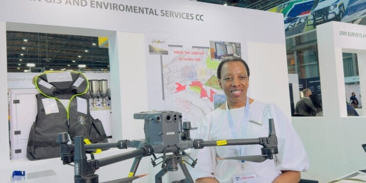 Gemini GIS and Environmental Services co-founder and managing director Andiswa Silinga showcases the company’s technology at AAD 2026.
