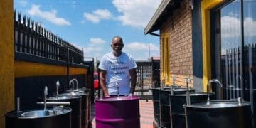 Kagiso Ranyawa a Daveyton born entreprenuer who manufactures drums into efficient handwashing stations and mobile kitchens.